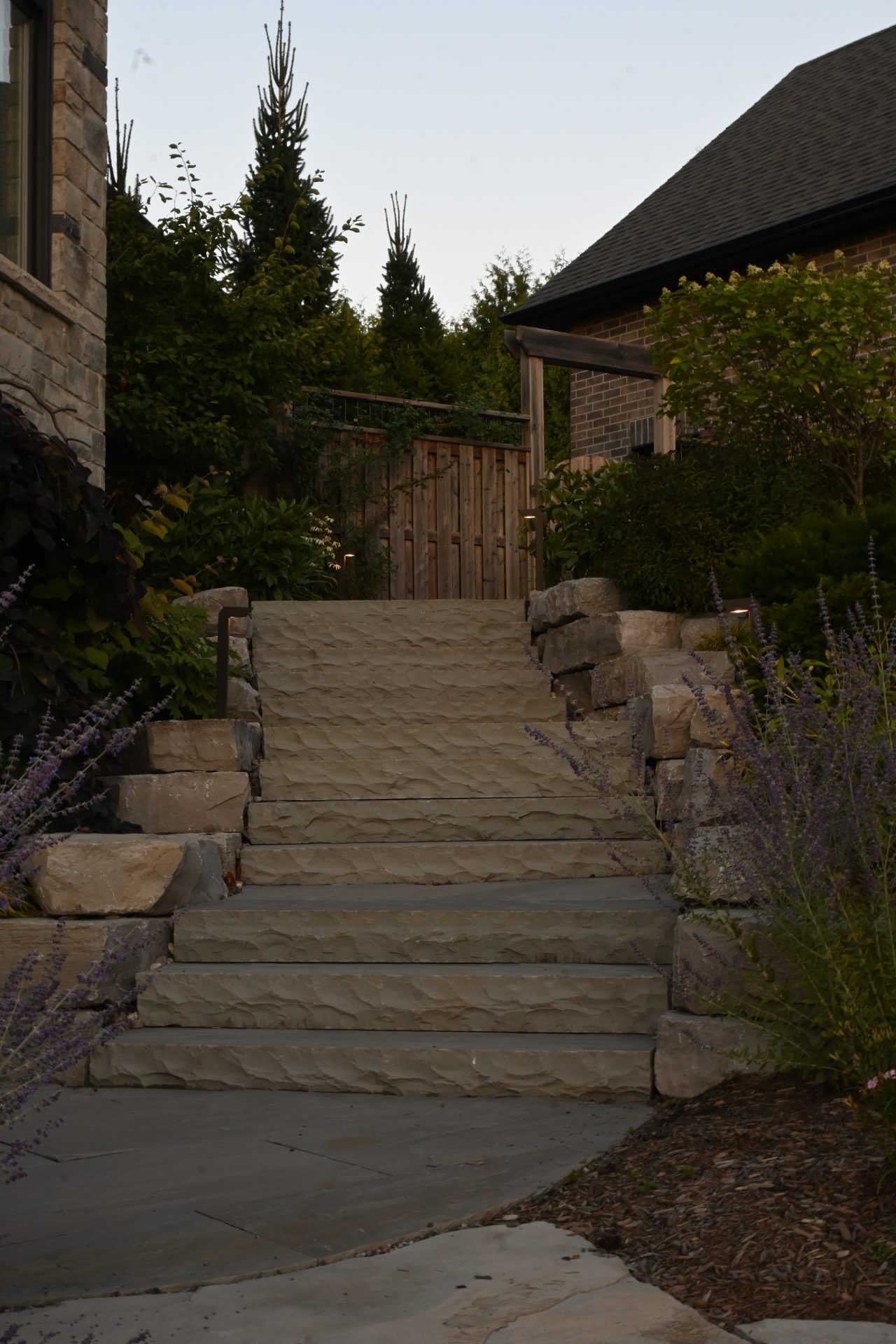 Stone steps leading to garden gate