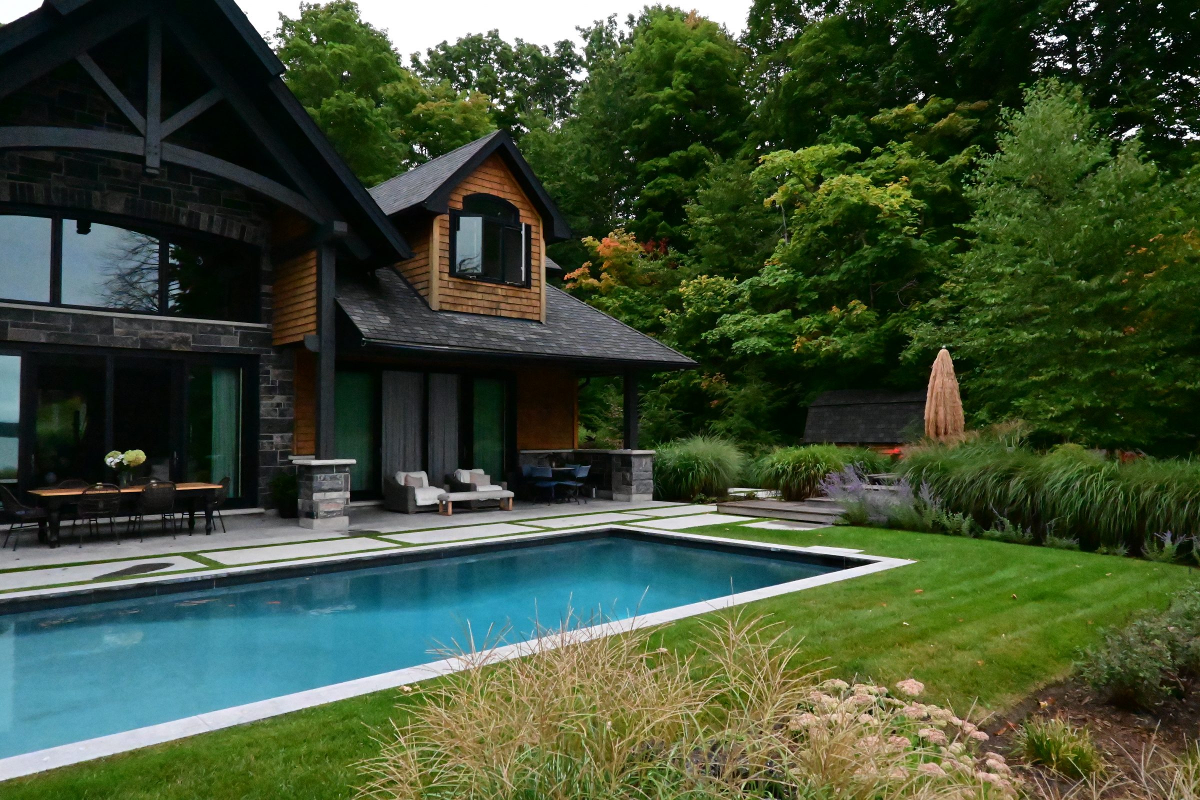 Modern house with pool and garden.