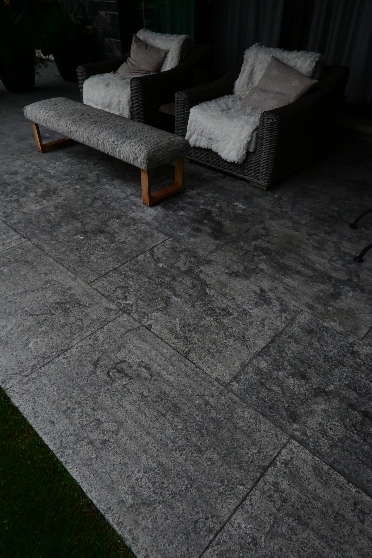 Cozy outdoor seating with cushioned chairs